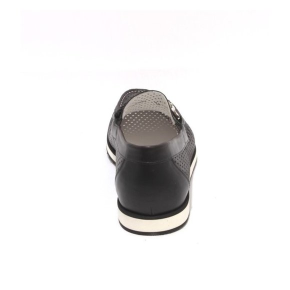 GoodMan 52500 Black White Perforated Leather Moccasins Loafers main image 5